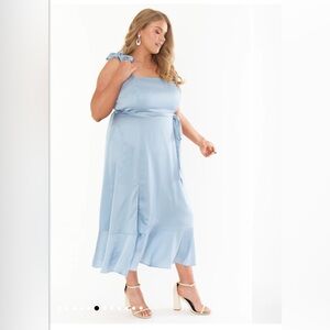 Show Me Your MuMu Claire Midi Dress in Steele Blue